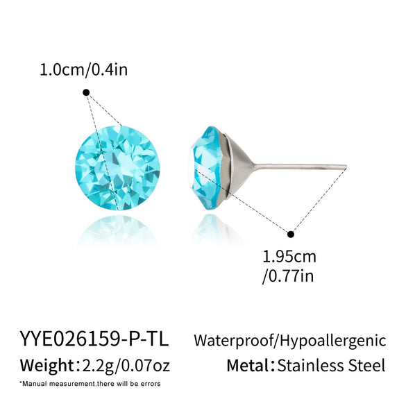 Women's Round Geometric Earrings With Colorful Glass Crystals Stainless Steel With 18K Gold Pvd Plating Minimalist Style