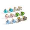 Women's Round Geometric Earrings With Colorful Glass Crystals Stainless Steel With 18K Gold Pvd Plating Minimalist Style