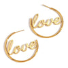 Women's Round Geometric Letter Text Earrings In Stainless Steel With Electroplated Finish