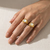 Women's Round Geometric Open Ring In Gold Plated Stainless Steel Unique Lightweight Fashion Jewelry Accessory