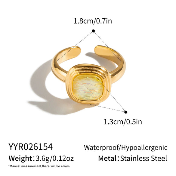 Women's Round Geometric Open Ring In Gold Plated Stainless Steel Unique Lightweight Fashion Jewelry Accessory