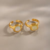 Women's Round Geometric Open Ring In Gold Plated Stainless Steel Unique Lightweight Fashion Jewelry Accessory