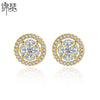 Women's Round Geometric Zircon Earrings In Electroplated Copper Simple Fashion Stud Earrings