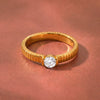 Women's Round Stainless Steel Ring With Zircon Setting And Geometric Design 18K Gold Plated Fashion Jewelry