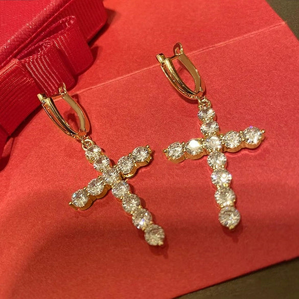 Women's Round Zircon Geometric Style Copper Earrings