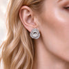 Women's Round Zircon Stud Earrings Geometric Minimalist Alloy Design With Stainless Steel Posts And Sparkling Electroplated Finish