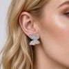 Women's Round Zircon Stud Earrings Geometric Minimalist Alloy Design With Stainless Steel Posts And Sparkling Electroplated Finish