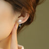 Women's S925 Freshwater Pearl Geometric Handmade Earrings Retro French Zircon Style