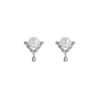 Women's S925 Freshwater Pearl Geometric Handmade Earrings Retro French Zircon Style