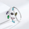 Women's S925 Pure Silver Tree Leaf Ring With Diamond Styling