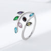 Women's S925 Pure Silver Tree Leaf Ring With Diamond Styling