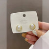 Women's S925 Silver And Alloy Flower Pearl Earrings With Geometric Design And Electroplating