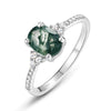 Women's S925 Silver Aqua Agate Geometric Ring With Diamond Design