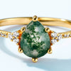 Women's S925 Silver Aqua Agate Geometric Ring With Diamond Design