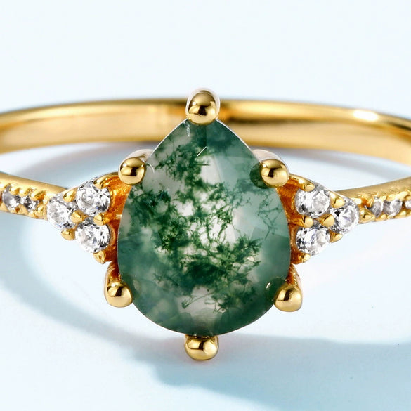 Women's S925 Silver Aqua Agate Geometric Ring With Diamond Design