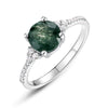 Women's S925 Silver Aqua Agate Geometric Ring With Diamond Design