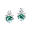 Women's S925 Silver Aquatic Agate Olive Branch Geometric Plant Flowers Earrings