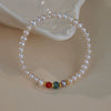Women's S925 Silver Bracelet With Natural Jade Purple Freshwater Pearl And Agate In Light Luxury Style