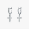 Women's S925 Silver Cross Earrings With Mosan Diamond Featuring Letters Numbers And Text Patterns