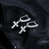 Women's S925 Silver Cross Earrings With Mosan Diamond Featuring Letters Numbers And Text Patterns