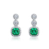 Women's S925 Silver Cultivated Emerald Retro Geometric Earrings
