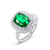 Women's S925 Silver Cultivating Emerald Geometric Inlay Ring