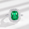 Women's S925 Silver Cultivating Emerald Geometric Inlay Ring