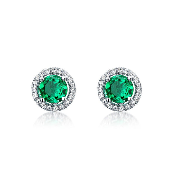 Women's S925 Silver Cultivating Emerald Retro Geometric Earrings With Diamond Design