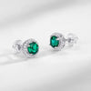 Women's S925 Silver Cultivating Emerald Retro Geometric Earrings With Diamond Design