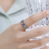Women's S925 Silver Doublerow Colorful Zircon Stacked Ring Geometric Pattern Diamond Inlay