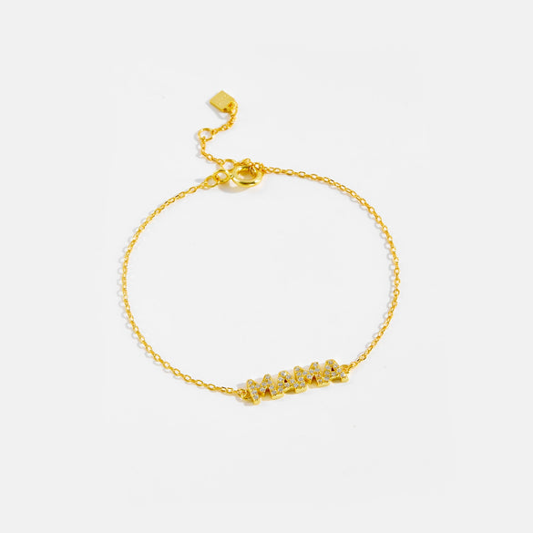 Women's S925 Silver English Letter Simple Allmatch Classic Thin Chain Stacked Bracelet With Electroplating