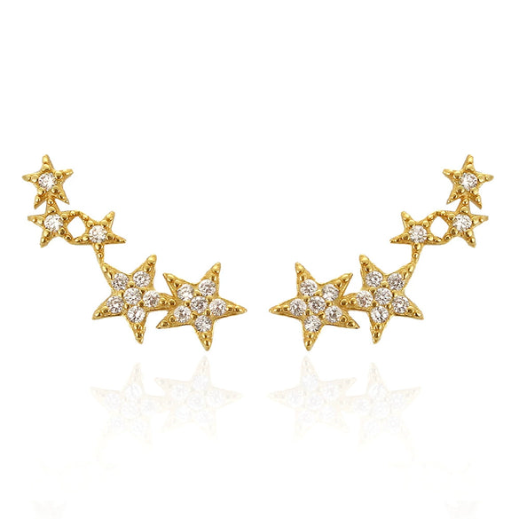 Women's S925 Silver Fivepointed Star Earrings With Electroplating