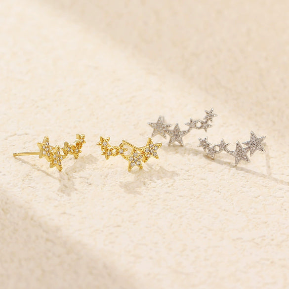 Women's S925 Silver Fivepointed Star Earrings With Electroplating