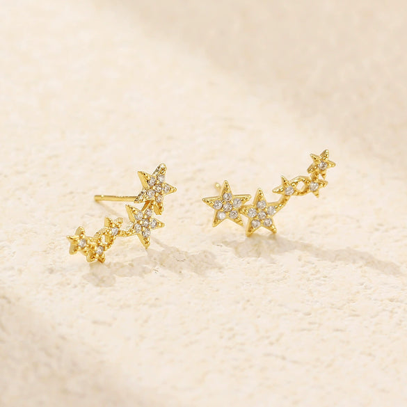 Women's S925 Silver Fivepointed Star Earrings With Electroplating