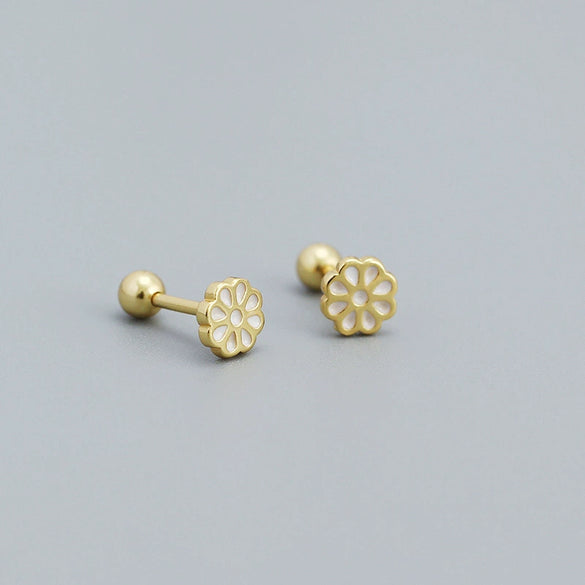 Women's S925 Silver Flower Drop Earrings With Dripping Oil Design
