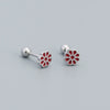 Women's S925 Silver Flower Drop Earrings With Dripping Oil Design
