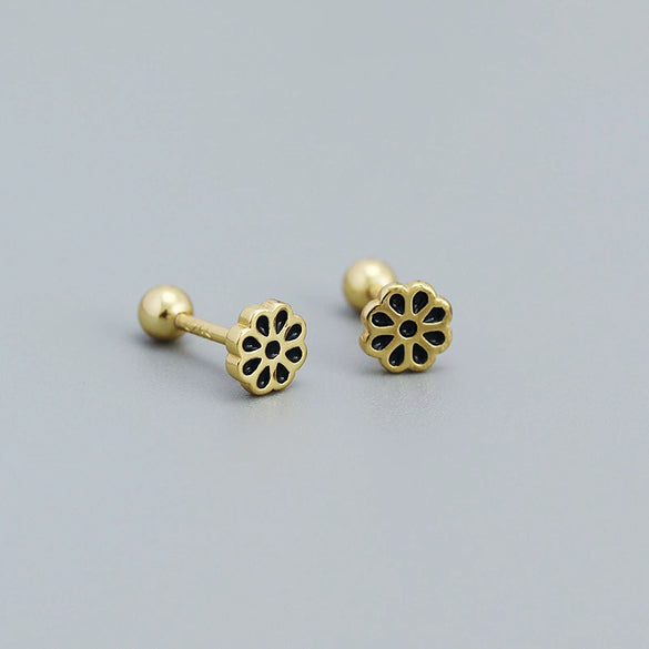 Women's S925 Silver Flower Drop Earrings With Dripping Oil Design