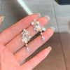 Women's S925 Silver Flower Tassel Earrings With Diamonds