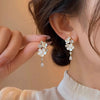 Women's S925 Silver Flower Tassel Earrings With Diamonds