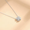 Women's S925 Silver Fourleaf Clover Diamond Microinlaid Geometry Style Pendant Necklace With Cross Chain