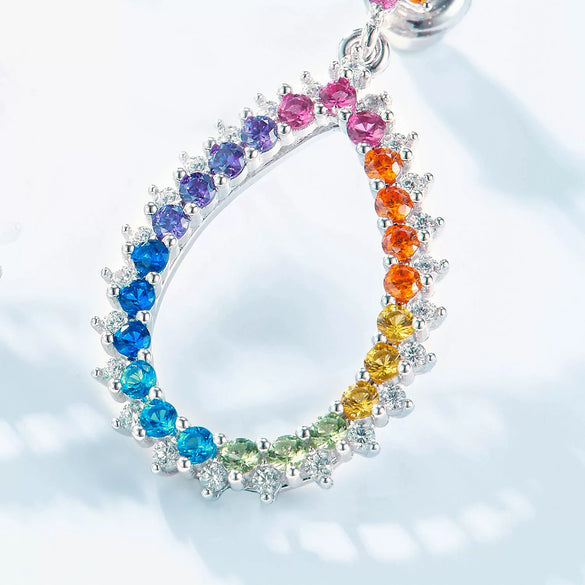 Women's S925 Silver Geometric Color Zircon Earrings With Diamond Design