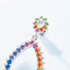 Women's S925 Silver Geometric Color Zircon Earrings With Diamond Design