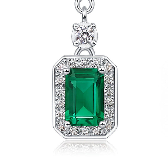 Women's S925 Silver Geometric Elegant Vintage Light Luxury Nurturing Emerald Earrings