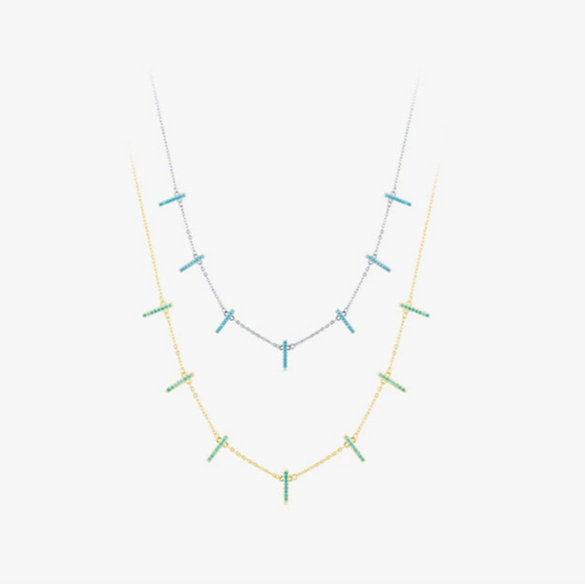 Women's S925 Silver Geometric Microinlay Bohemian Short Necklace Choker Neck Jewelry