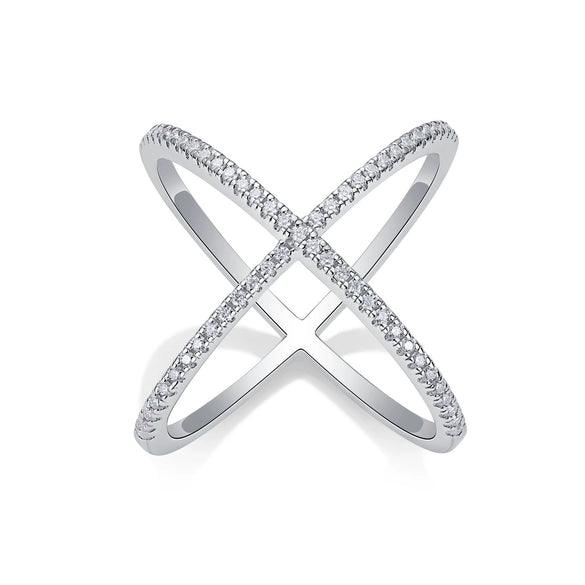 Women's S925 Silver Geometric Moissanite Inlay Fashion Rings