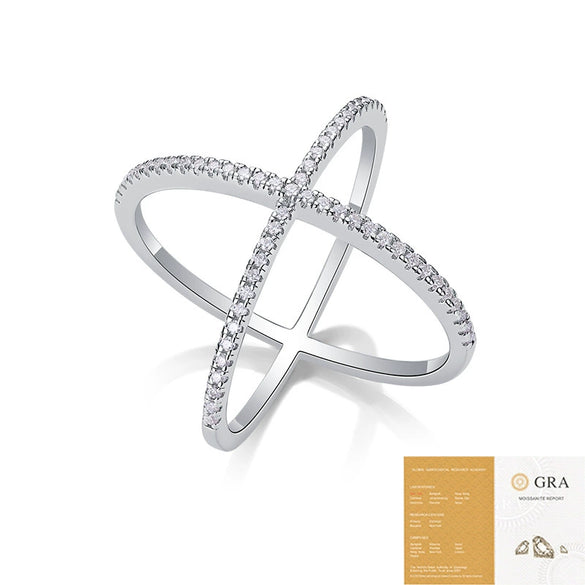Women's S925 Silver Geometric Moissanite Inlay Fashion Rings