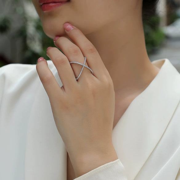 Women's S925 Silver Geometric Moissanite Inlay Fashion Rings