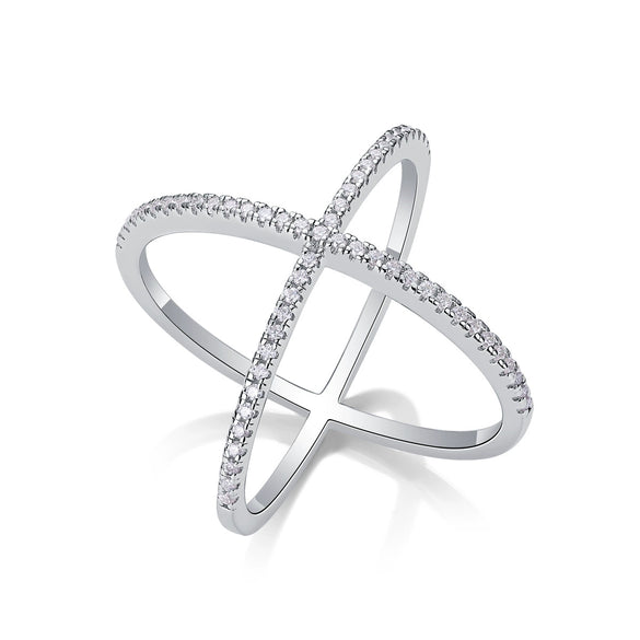 Women's S925 Silver Geometric Moissanite Inlay Fashion Rings