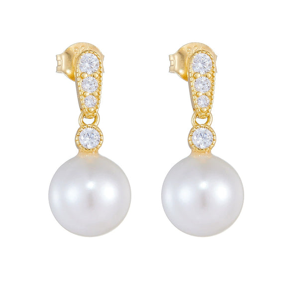 Women's S925 Silver Geometric Pearl Inlaid Highend Fashion Earrings
