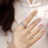 Women's S925 Silver Geometric Rainbow Zircon Inlaid Ring Fashion Light Luxury